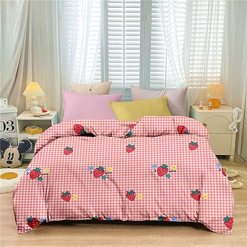 Odot Drucken Bettbezug, Mikrofaser Bettbezüge mit Reißverschluss Superweich Bettwäsche für Einzelbett Doppelbett Erwachsene Teenager Kinder (150x200cm,Erdbeere Frucht) von Odot