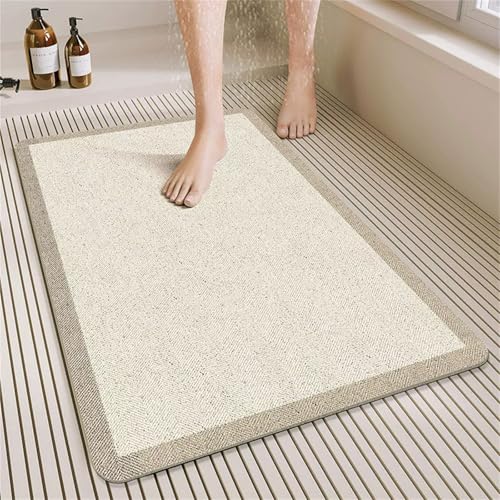 Odot Duschmatte rutschfest,Schnelltrocknend PVC-Luffa Badewannenmatte,Badezimmerteppich mit Ablaufloch, Einfache Textur Badteppich,Duschvorleger für Badewanne/Nassbereiche (Braun,90x90cm) von Odot