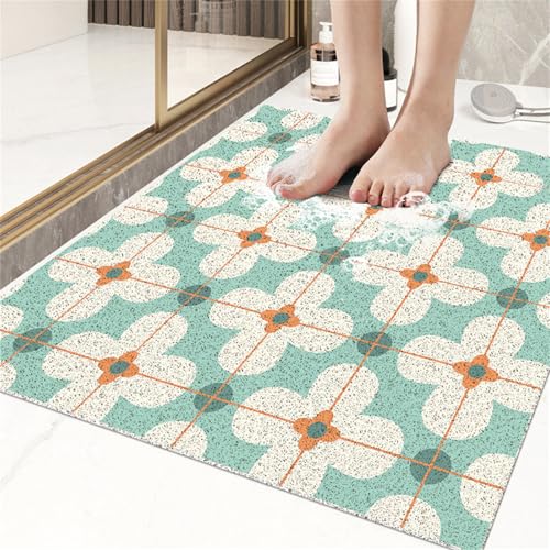 Odot Duschmatte rutschfest,Schnelltrocknend PVC-Luffa Badewannenmatte,Badezimmerteppich mit Ablaufloch,Bunt Wasserdurchlässig Badteppich,Duschvorleger Badewanne/Nassbereiche (Grün,50x80cm) von Odot