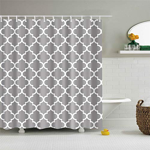 Odot Duschvorhang Wasserabweisend Waschbar Shower Curtains, 3D Duschvorhänge aus Polyester Wasserdicht Badvorhänge mit 12 Duschvorhängeringen (hellgrau,120x180cm) von Odot