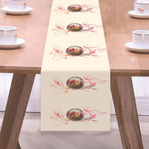 Odot Easter Table Runner, Table Runners for 4 to 6 Seater Long Tablecloth, Runner Kitchen Dining Table Decoration for Home Party Decor Easter Decorations (Beige,33x220cm) von Odot