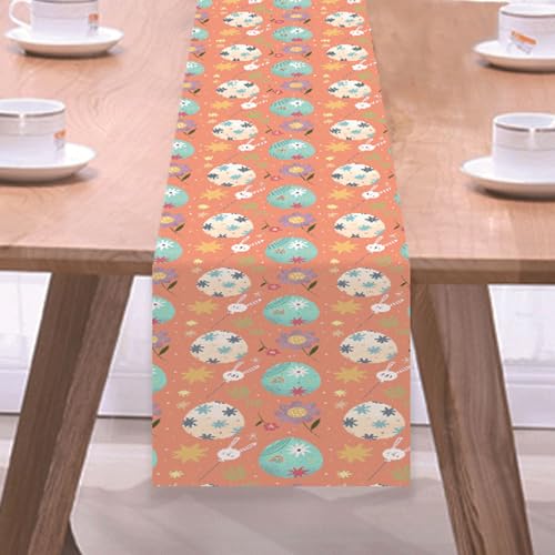 Odot Easter Table Runner, Table Runners for 4 to 6 Seater Long Tablecloth, Runner Kitchen Dining Table Decoration for Home Party Decor Easter Decorations (Helles Orange,33x180cm) von Odot