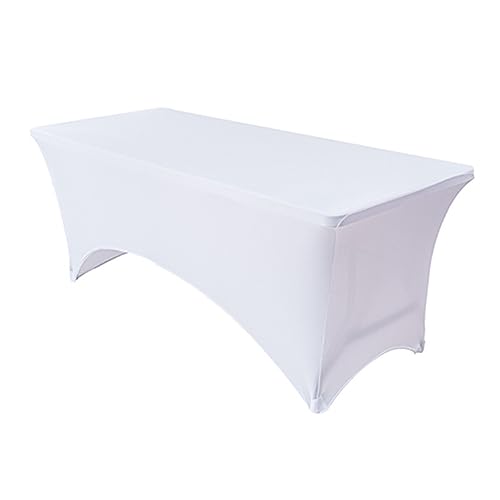 Odot Elasthan Tischdecke 4ft 6ft 8ft, Polyester Rechteckige Tischdecke Dehnbare Tischdecke, Waschbar Tischtuch für Hochzeit, Party, Küche Dekoration (4ft-122x76x76cm,Weiß) von Odot