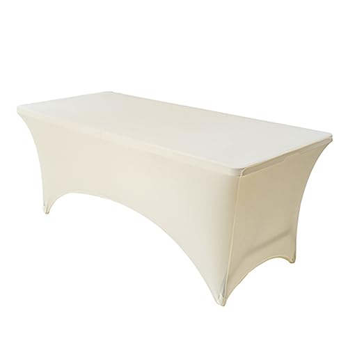 Odot Elasthan Tischdecke 4ft 6ft 8ft, Polyester Rechteckige Tischdecke Dehnbare Tischdecke, Waschbar Tischtuch für Hochzeit, Party, Küche Dekoration (4ft-122x76x76cm,beige) von Odot