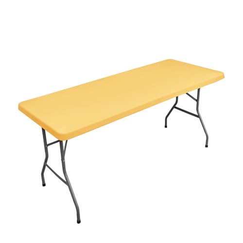 Odot Elastische Rechteckige Tischdecke, Einfarbig Tischtuch Draussen Abwischbare Tischdecke für Outdoor Klapptisch Terrasse Picknick Camping Esszimmer Küche (5FT,Gelb) von Odot