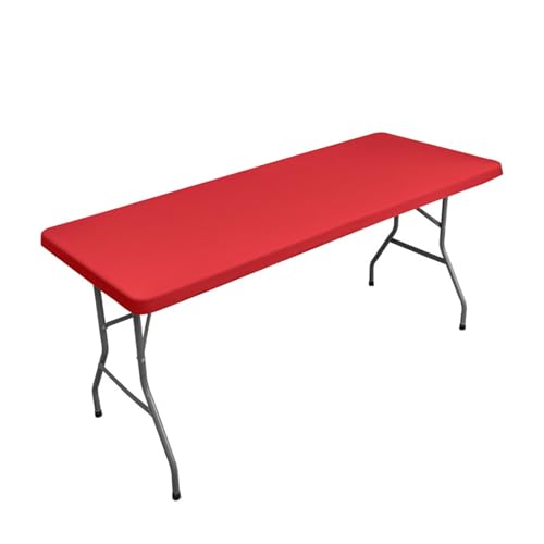 Odot Elastische Rechteckige Tischdecke, Einfarbig Tischtuch Draussen Abwischbare Tischdecke für Outdoor Klapptisch Terrasse Picknick Camping Esszimmer Küche (5FT,Rot) von Odot