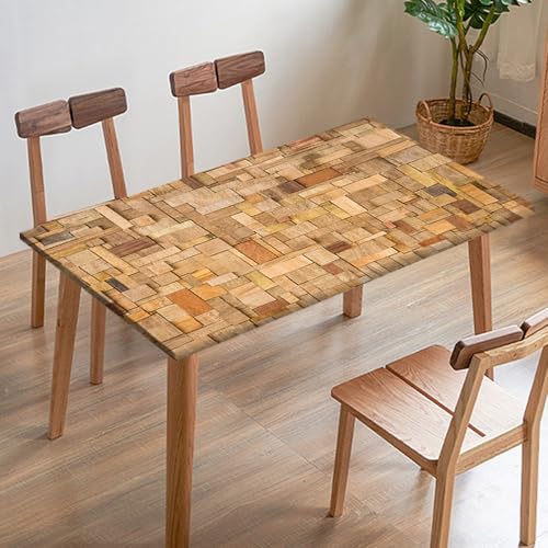 Odot Elastische Tischdecke, 3D-Holzmaserung Tischtuch mit Elastischer Kante, Rechteckige Tischdecke für Outdoor Klapptisch Terrasse Picknick Camping Esszimmer Küche (Beige 2,80x80cm) von Odot