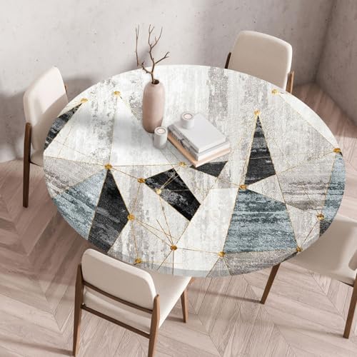 Odot Elastische Tischdecke Rund Nordische Geometrie Ourdoor Tischdecke Abwaschbar Abwischbar Wasserdicht Gartentischdecken Tischtuch Schmutzabweisend für Garten Partys Kaffee (Dreieck,150cm) von Odot