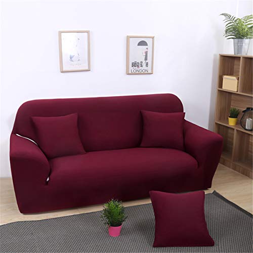 Odot Elastischer Sofabezug, Antirutsch Stretch Couchbezug Sesselbezug Weich Stretchhusse Stoff Möbelschutz Sofa (2 Sitze: 140-180cm,Weinrot) von Odot
