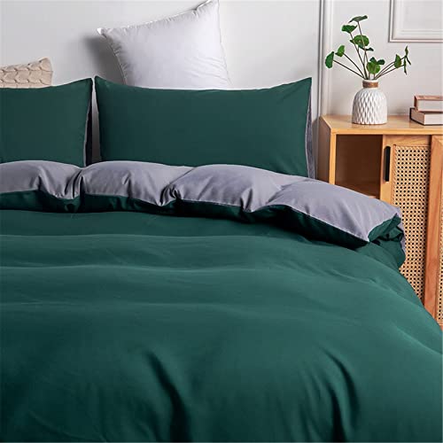 Odot Feste Farbe Bettbezug, Erwachsene Teenager Kinder Bettwäsche Set mit Bettbezug & Kissenbezüge, Mikrofaser Bettbezug Set für Einzelbett Doppelbett (Grün & Grau,135x200cm-2 Teilig) von Odot