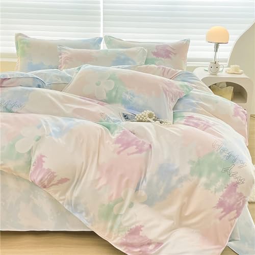 Odot Floral Bettwäsche-Sets 4teilig, Einzelbett Doppelbett Bettwäsche Set mit Bettbezug, Bettlaken & Kissenbezüge, Mikrofaser Bettbezug Set für Erwachsene Kinder (150x200cm,Bunt) von Odot