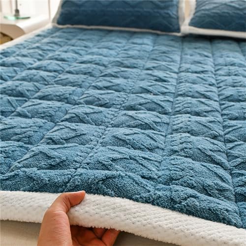 Odot Jacquard Flanell Matratzenschoner,Matratzenschutzbezüge Gesteppt Matratzenauflage Weiche Matratzen Topper Matratzentopper Matratzenbezug für Matratzen & Boxspringbett (90x200cm,Pfauenblau) von Odot