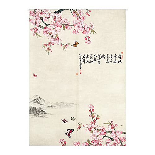 Odot Japanischer Noren Lang Vorhang Türvorhang, China Stil Gemälde Gardinen Tür Vorhang Tapisseri Leinen Stoff Kurz Vorhänge Restaurant Küche Türvorhänge Schattierung (85x150cm,Beige) von Odot