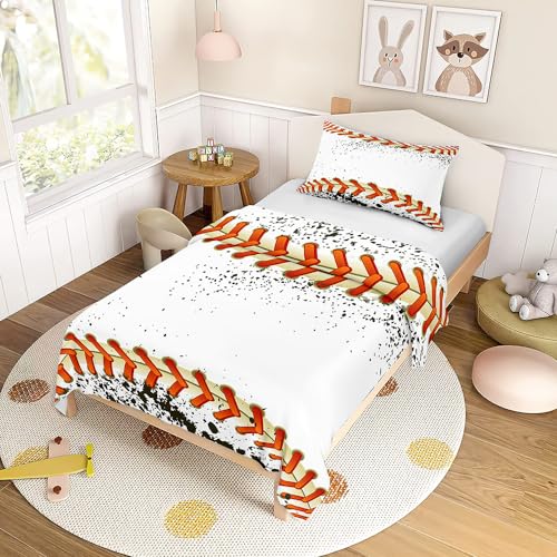 Odot Kinderbettwäsche für Jungen und Mädchen, Baseball Muster Kleinkinder Baby Bettwäsche-Set, Bettbezug & Kopfkissenbezug, Babybett Kinder Babybettwäsche Set (Muster2,120x150cm) von Odot