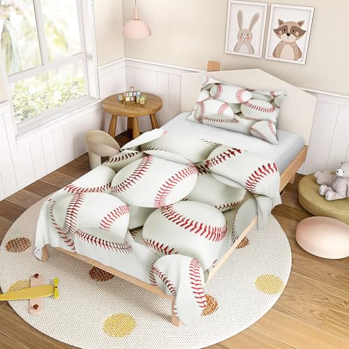 Odot Kinderbettwäsche für Jungen und Mädchen, Baseball Muster Kleinkinder Baby Bettwäsche-Set, Bettbezug & Kopfkissenbezug, Babybett Kinder Babybettwäsche Set (Muster9,140x200cm) von Odot