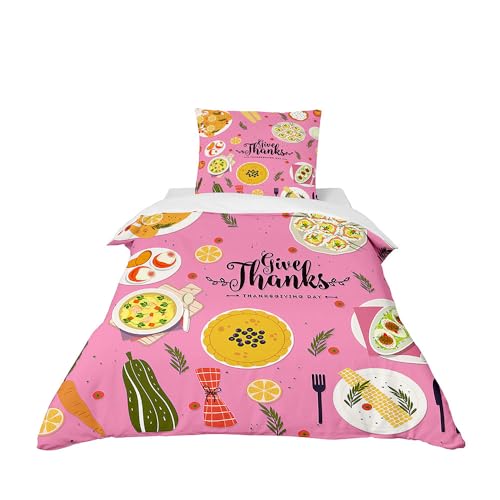 Odot Kinderbettwäsche für Jungen und Mädchen, Kleinkinder Baby Bettwäsche-Set, Bettbezug & Kopfkissenbezug aus Microfibre, Babybett Kinder Babybettwäsche Set (Thanksgiving 3,90x190cm) von Odot