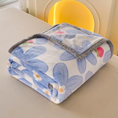 Odot Kuscheldecke Flauschig Kinder, 6 Tog Flauschige Decke Sommer Winterdecke Warme Couchdecke Überwurf als Tagesdecke Sofadecke Bett oder Sofaüberwurf Blanket (Blau geblümt,120x200cm) von Odot