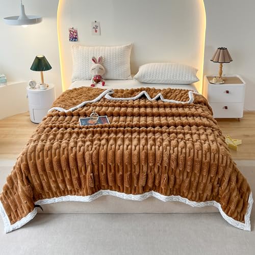 Odot Kuscheldecke Flauschig Kinder, 6 Tog Flauschige Decke Sommer Winterdecke Warme Couchdecke Überwurf als Tagesdecke Sofadecke Bett oder Sofaüberwurf Blanket (Braun,150x200cm) von Odot