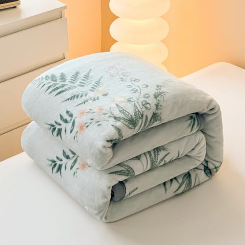 Odot Kuscheldecke Flauschig Kinder, 6 Tog Flauschige Decke Sommer Winterdecke Warme Couchdecke Überwurf als Tagesdecke Sofadecke Bett oder Sofaüberwurf Blanket (Grünes Blatt,180x200cm) von Odot