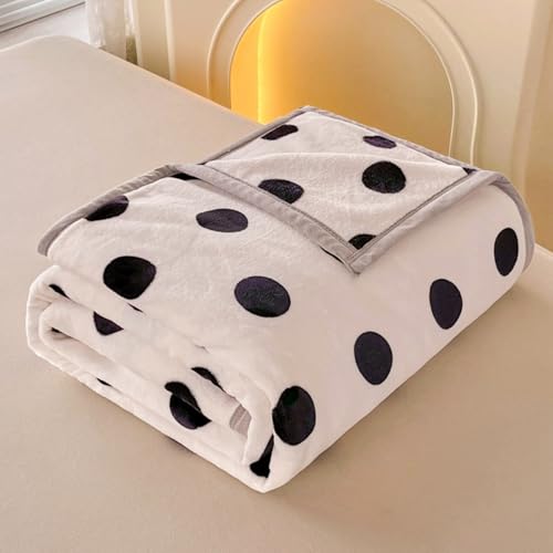 Odot Kuscheldecke Flauschig Kinder, 6 Tog Flauschige Decke Sommer Winterdecke Warme Couchdecke Überwurf als Tagesdecke Sofadecke Bett oder Sofaüberwurf Blanket (Schwarz gepunktet,200x230cm) von Odot