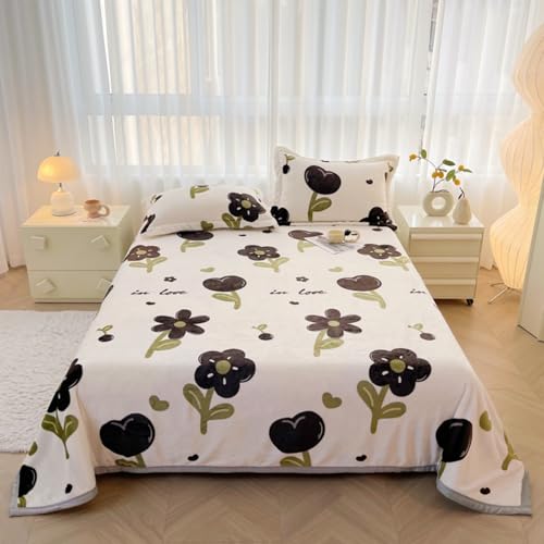 Odot Kuscheldecke Flauschig Kinder, 7 Tog Flauschige Decke Sommer Winterdecke Warme Couchdecke Überwurf als Tagesdecke Sofadecke Bett oder Sofaüberwurf Blanket (Schwarz geblümt,150 * 200cm) von Odot