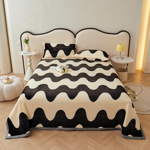 Odot Kuscheldecke Flauschig Kinder, 7 Tog Flauschige Decke Sommer Winterdecke Warme Couchdecke Überwurf als Tagesdecke Sofadecke Bett oder Sofaüberwurf Blanket (Schwarze Welle,150 * 200cm) von Odot