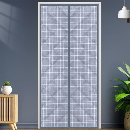 Odot Magnet Thermo Türvorhang, Wärmeschutzvorhang Gesteppter Türvorhang Dicke Thermovorhang Wasserdicht Oxford-Stoff Winddicht Geräuschisolierung Verdunklungsgardine (100x210cm,Grau Kariert) von Odot