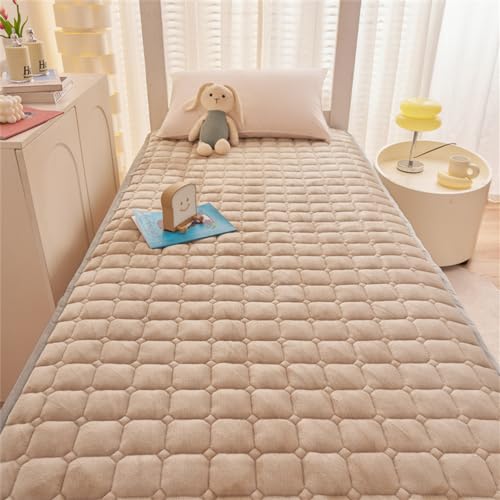 Odot Matratzenschoner Weiche Wärme Flanell Matratzenauflage Dünne Matratze Plüsch Matratzen Topper Gesteppter Matratzenbezug Spannbettuch Bodenmatratze Futonmatratze (90x200cm,Kamel) von Odot