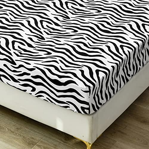 Odot Mikrofaser Spannbettlaken, Drucken Spannbetttücher bis 27cm, Superweiches Spannbetttuch Bettlaken für Einzelbett Doppelbett, für Boxspringbetten (Zebra Muster,120x200x27cm) von Odot