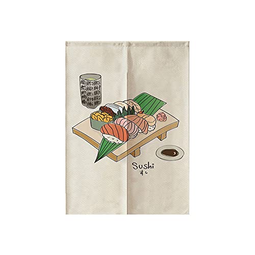 Odot Noren Vorhang Japanischer Stil Sushi-Restaurant Türvorhang mit Japanische Küche Bedruckter Schattierung Vorhang Küche Raumteiler Tapisserie für die Heimtextilien (85x120cm,Sushi) von Odot