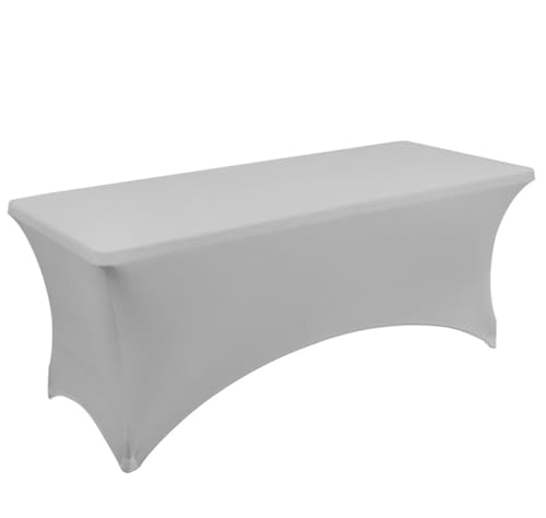 Odot Rechteckige Spandex Tischdecke Stretch Husse Tischdecke Waschbar Elastisch Tischtuch für Cocktail, Hochzeit, Bankett, Partys, Veranstaltung (Grau,6ft(183 * 76)) von Odot