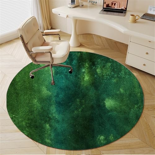 Odot Runde Bodenschutzmatte Bürostuhl, Bürostuhl Unterlage Diverse Größen Schreibtischstuhl Unterlage rutschfest Bodenschutzmatte Gaming Teppich für Hartböden Büro (Grüner Sternenhimmel,80cm) von Odot