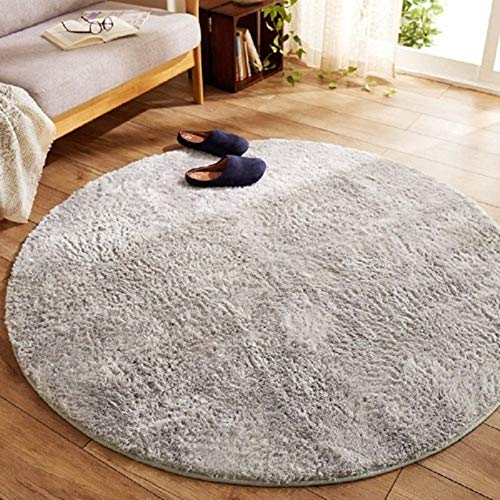 Odot Shaggy Teppich Hochflor Runder Plüsch-Matte, Modern Japanischer Stil Carpet Indoor Fluffy Anti-Skid Super Soft Area Teppich, Schlafzimmer Wohnzimmer Decor Boden (100cm,Grau) von Odot