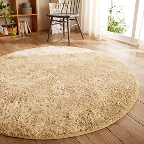 Odot Shaggy Teppich Hochflor Runder Plüsch-Matte, Modern Japanischer Stil Carpet Indoor Fluffy Anti-Skid Super Soft Area Teppich, Schlafzimmer Wohnzimmer Decor Boden (60cm,Khaki) von Odot