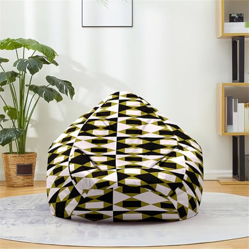 Odot Sitzsack Bezug, Geometrische Drucke Sitzsack, Sitzkissen Ohne Füllung, Weicher Flauschiger Sofabettbezug, Komfortabler Abnehmbarer Bean Bag für Indoor Outdoor (Khaki,L(90x110cm)) von Odot