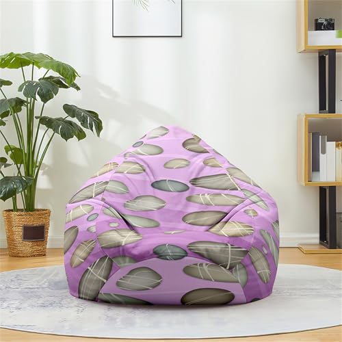 Odot Sitzsack Bezug, Kieselsteindruck Sitzsack, Sitzkissen Ohne Füllung, Weicher Flauschiger Sofabettbezug, Komfortabler Abnehmbarer Bean Bag für Indoor Outdoor Decor (Lavendel,M(80x90cm)) von Odot