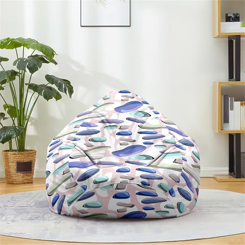 Odot Sitzsack Bezug, Kieselsteindruck Sitzsack, Sitzkissen Ohne Füllung, Weicher Flauschiger Sofabettbezug, Komfortabler Abnehmbarer Bean Bag für Indoor Outdoor Decor (Weiß,XL(100x120cm)) von Odot