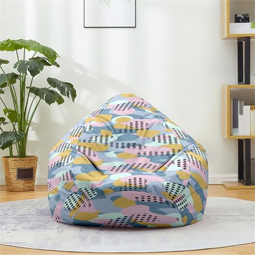 Odot Sitzsack Bezug, Tarnmuster Sitzsack, Sitzkissen Ohne Füllung, Weicher Flauschiger Sofabettbezug, Komfortabler Abnehmbarer Bean Bag für Indoor Outdoor Living Room Decor (Blau,L(90x110cm)) von Odot