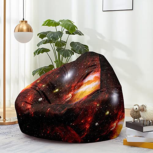 Odot Sitzsack ohne Füllung für Kinder, 3D-Sternenhimmel-Druck Gemütlicher Sitzsack Sofa Kuscheltier Aufbewahrung Sitzsack Bezug Klein Beanbag Chair Sitzsäcke Sitzsackbezug (100x120cm,Sonne) von Odot