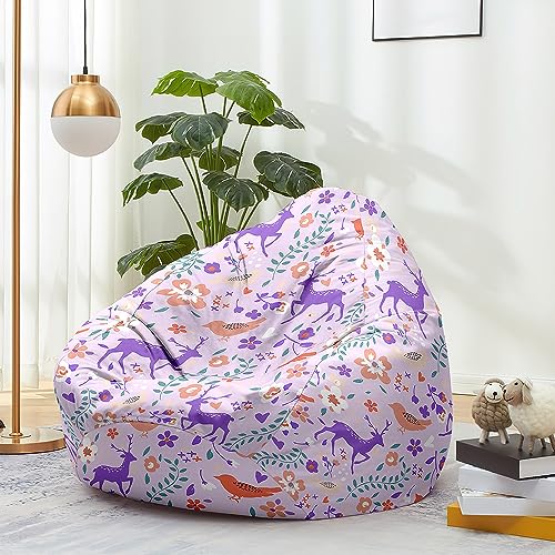 Odot Sitzsack ohne Füllung für Kinder, Karikatur Gemütlicher Sitzsack Sofa Kuscheltier Aufbewahrung Sitzsack Bezug Mädchen Klein Beanbag Chair Sitzsäcke Sitzsackbezug (130x150cm,120) von Odot