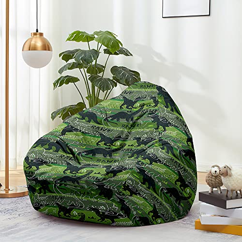 Odot Sitzsack ohne Füllung für Kinder, Tierdruck Gemütlicher Sitzsack Sofa Kuscheltier Aufbewahrung Sitzsack Bezug Mädchen Klein Beanbag Chair Sitzsäcke Sitzsackbezug (100x120cm,Dinosaurier) von Odot