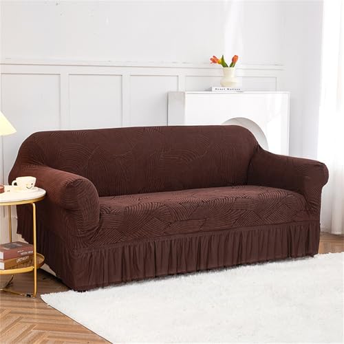 Odot Sofa Überzug, Abstrakter Wellen-Jacquard Sofabezug Ecksofa, Couch Überzug für 1/2/3/4 Sitzer, Sofa Überzug, Elastische Sofabezug L Form rutschfest Sofaschoner für Schmücken (Kaffee,3 Sitzer) von Odot
