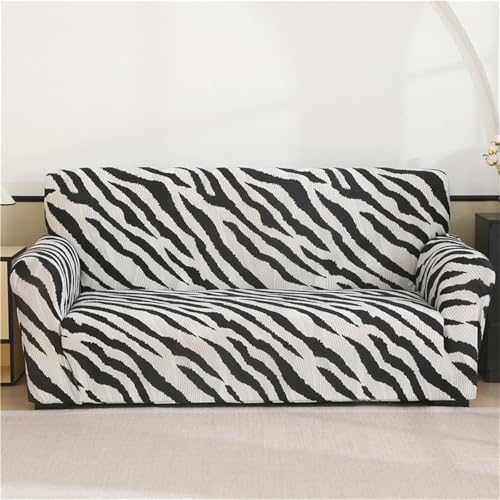 Odot Sofa Überzug, Retro-Luxus Sofabezug Ecksofa, Couch Überzug für 1/2/3/4 Sitzer, Sofa Überzug, Elastische sofabezug L Form rutschfest Sofaschoner für Schmücken (2 Sitzer,Zebra) von Odot