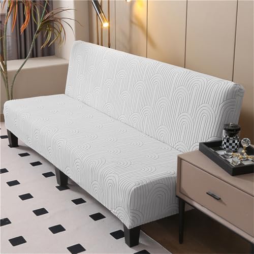 Odot Sofabezug 3/2/1 Sitzer Ohne Armlehne, Verdickter Jacquard Überzug Keine Armlehnen Sofaüberwurf, Einstellbar Stretch Sofabettüberzug, Antirutsch Sofa Überzug (L(190-230cm),Anthrazit) von Odot