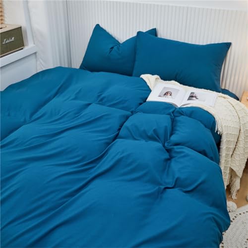 Odot Solide Farbe Bettbezug 150x200cm 180x220cm 200x230cm, Einfach Stil Mikrofaser Bettbezüge Superweich Bettwäsche für Einzelbett Doppelbett Erwachsene Teenager Kinder (Blau,180x220cm) von Odot