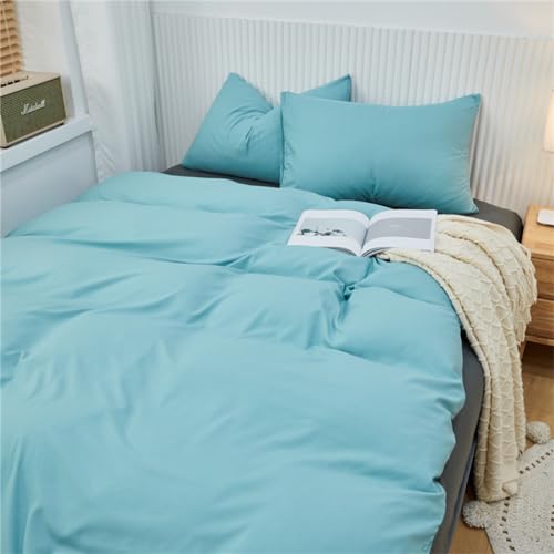 Odot Solide Farbe Bettbezug 150x200cm 180x220cm 200x230cm, Einfach Stil Mikrofaser Bettbezüge Superweich Bettwäsche für Einzelbett Doppelbett Erwachsene Teenager Kinder (Hellblau,150x200cm) von Odot
