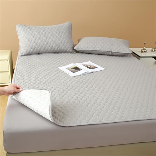 Odot Solide Farbe Matratzenschoner, Matratzenschutzbezüge Wasserdicht TPU Bodendesign Gesteppt Matratzenauflage Weiche Matratzen Topper Matratzentopper Matratzenbezug (200x220cm,Hellgrau) von Odot