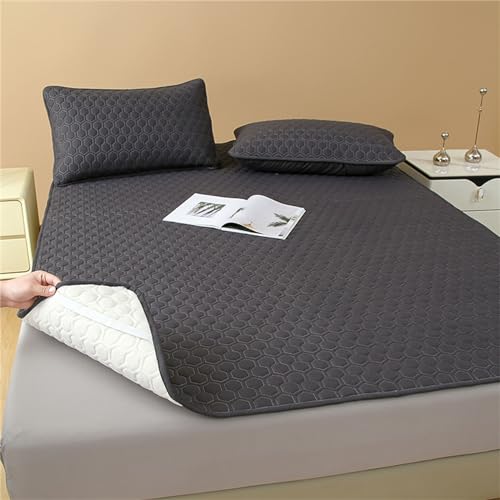Odot Solide Farbe Matratzenschoner, Matratzenschutzbezüge Wasserdicht TPU Bodendesign Gesteppt Matratzenauflage Weiche Matratzen Topper Matratzentopper Matratzenbezug (200x220cm,Schwarz) von Odot