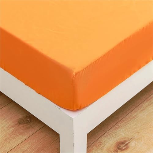 Odot Solide Farbe Spannbettlaken Elastisch, Spannbetttücher bis 30cm Tiefe Taschen Spannbetttuch Spannleintuch für Boxspringbetten, Bettlaken für Einzelbett Doppelbett (100x200cm,Orange) von Odot