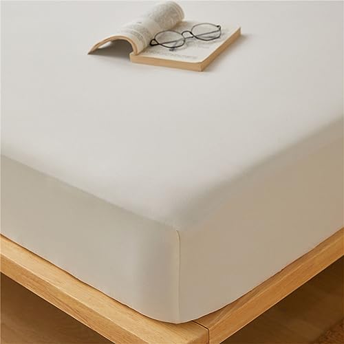 Odot Solide Farbe Spannbettlaken für Boxspringbetten, Spannbetttücher Mikrofaser bis 30cm, Superweiches Spannbetttuch Bettlaken für Kinder Einzelbett Doppelbett (180x220x30cm,Milchig weiß) von Odot